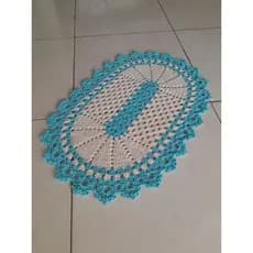 par tapete de croche oval lacinho