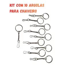 argola para chaveiro resistente com mosquetão 10 unidades