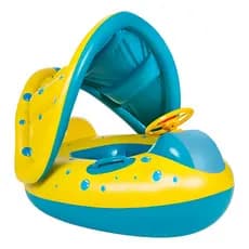 Boia Bote Bebê Carro Inflável Com Cobertura Para Piscina Buzina Volante