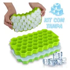 Forma Gelo Silicone Colmeia Com Tampa 37 Cubos Coloridos Bombom  Hexagonal Flexível