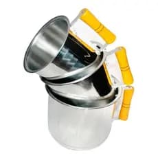 kit De Canecão leitera  De Aluminio fervedor Com Cabo De Madeira 3 Peças