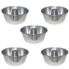 5 Formas Bolo Pudim redondo com cone em Alumínio N 14 -Kit 5 Unidades