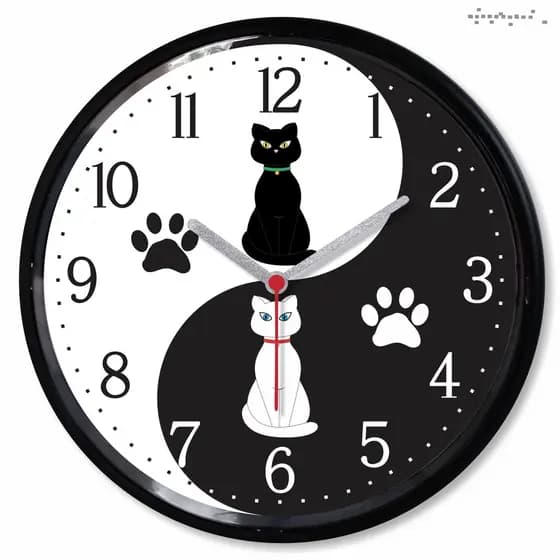 Relogio Parede Yin Yang Gato Gatinho Decorativo Pet Simbolo Chines Presente
