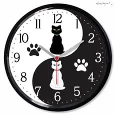 Relogio Parede Yin Yang Gato Gatinho Decorativo Pet Simbolo Chines Presente