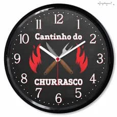 Relogio Parede Cantinho do Churrasco Decoracao Area Festa Gourmet Churrascaria Presente Decorativo Preto