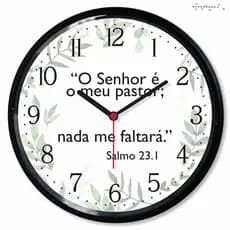 Relogio Parede Salmo 23 Decorativo Senhor Meu Pastor Nada Faltara Presente