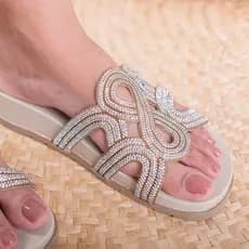 Papete Birken do 34 ao 42 solado alto modelo 8  Feminina de Manta Strass Sandalia  Rasteirinha Glitter