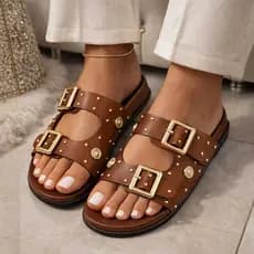 Papete Birken do 34 ao 44 Feminina Sandalia Rasteirinha Modelo FIVELA COM SPIKE