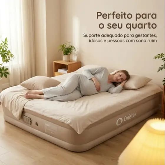 Colchão Inflável Casal Cama De Campanha Bomba Inflável Automática 2 travesseiros Praia Camping
