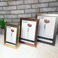 Porta Retrato Foto 10x15cm, 13x18cm ou 15x20cm Metalizado Ondas Rose Gold Dourado ou Prata - PT3