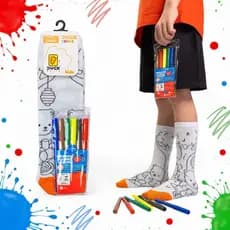 Meia Para Colorir Infantil Com Canetinhas – Lavável e Reutilizável