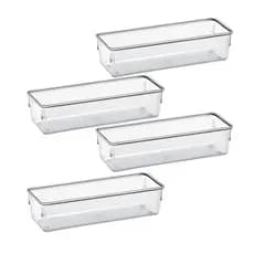 Kit Organizadores Multiuso Modular Gavetas Geladeira Acrilico Retangular
