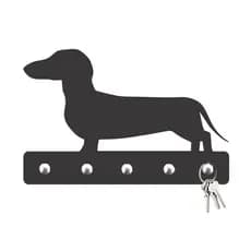 Porta Chaves Cachorro Salsicha Decorativo de Parede em MDF 3mm Preto Fosco