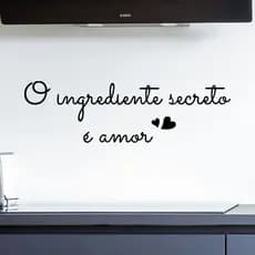 Frase O Ingrediente Secreto é Amor, Letreiro para Cozinha e Receitas Quadro Decorativo em MDF 3mm