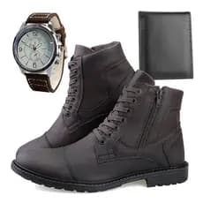 Bota Coturno Casual Masculina + Relogio + Carteira Touroboots