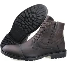Bota Coturno Masculino Touroboots Conforto Casual Marrom e Preta com Cadarço e Zíper na Lateral