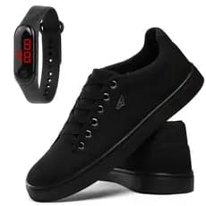 Sapatenis Tênis Casual Masculino Com Relgoio Digital Fino