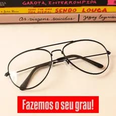 Óculos P/Grau Aviador Masculino Feminino Retrô Metal Preto