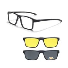 Óculos Troca Lentes Feminino Masculino Quadrado 3 Em 1 Lente