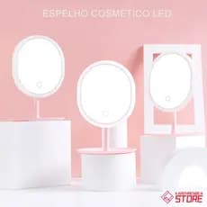 Espelho De Maquiagem Inteligente De Claro Led Portátil Oval Com Espelho Dobrável Ajustável