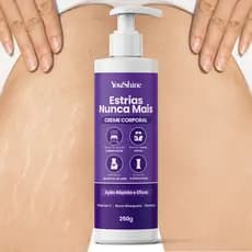 Creme Estrias Nunca Mais Antiestrias e Flacidez YouShine 250g com Elastina e Colágeno Ação Rápida