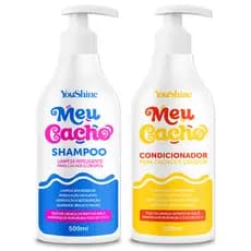 Kit Shampoo e Condicionador Meu Cacho YouShine 500mL Cada Limpeza Nutrição Hidratação Profunda
