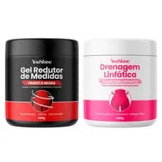 Kit Corporal Gel Pimenta Negra e Creme Drenagem Linfática YouShine Previne Estria e Celulite