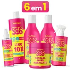 Kit 6 em 1 SOS YouShine Linha Completa Máscara Shampoo Condicionador Progressiva Protetor Tônico