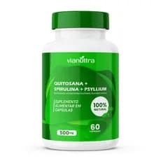 Quitosana Spirulina Psyllium com 60 Caps QPS 500mg Suplemento Alimentar Composto ViaNuttra Original