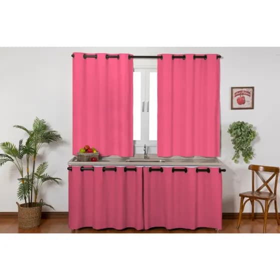 Kit Para Decoração de Cozinha Com Cortina de Pia e Janela