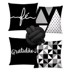 Kit c/ 4 Capas de Almofada Decorativas 42x42 + 1 Almofada de Nó