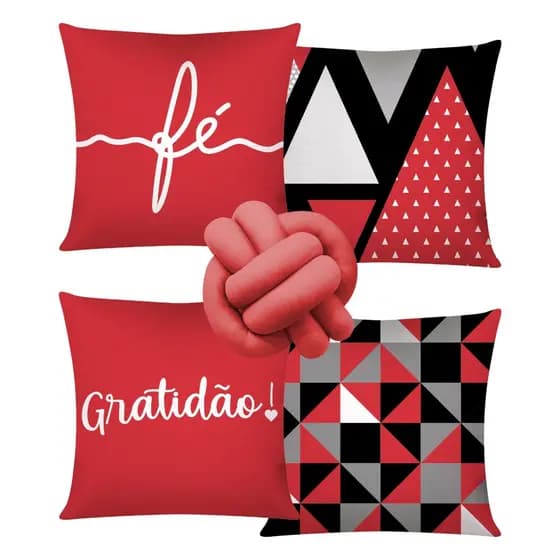 Kit 4 Almofadas Cheias Decorativas + 1 Almofada De Nó - 003