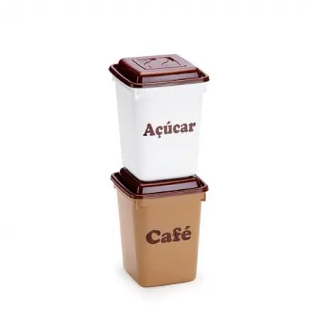 Conjunto 2 Potes Mantimento 1,1L  Café e Açucar de Plástico - Rainha