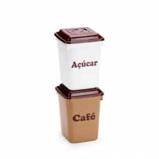 Conjunto 2 Potes Mantimento 1,1L  Café e Açucar de Plástico - Rainha
