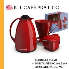 Kit Garrafa Temica Cafe 650ml  Açucareiro  Suporte Para filtro 102 e103 Unitermi Kit Cafe Pratico