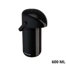 Garrafa Térmica Pequena 600 ml Preta de Pressão Unitermi Café Chá Quente Gelado Compacta Original