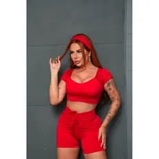 Conjunto de Academia Top de  manga + short -Empina Bumbum -roupa Fitness-Roupa de Ginastica- Blogueira- Tiktok- Gringa