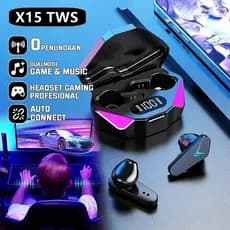 X15 TWS Sem Fio Bluetooth Fone De Ouvido Gamer Estéreo Display LED Redução Ruído Jogos Fones Com Microfone Para iPhone A