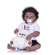 Bebe Reborn Menino 100% Silicone 57 Cm Negro
