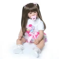 Boneca Bebe Reborn Menina Silicone 60 Cm - Manu