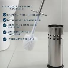 Escova Sanitária para vaso de Inox com base emborrachada.