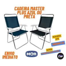Cadeira de Praia jardim casa MOR MASTER PLUS PRETO OU AZUL alumínio super confortável até 120kg