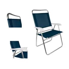 Cadeira Praia jardim MOR MASTERPLUS AZUL alumínio super confortável suporta até 120g