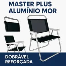 Cadeira MOR MASTER PLUS PRETO  aluminio Praia garagem lazer alumínio confortável  para até 120kg