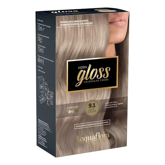Coloração Acquaflora Hidragloss 9.1 Louro Claro Acinzentado