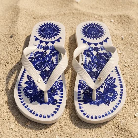 Chinelo Feminino Azul com Estampa Exclusiva Leve Macio e Estiloso