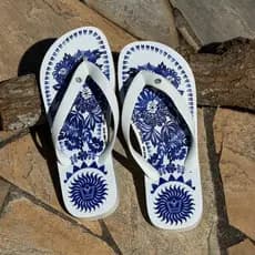 Chinelo Feminino Azul Floral Estampa Resistente e Conforto Garantido