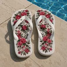Chinelo Feminino Estampado Floral Vermelho | Super Leve, Macio e Confortável para o Verão