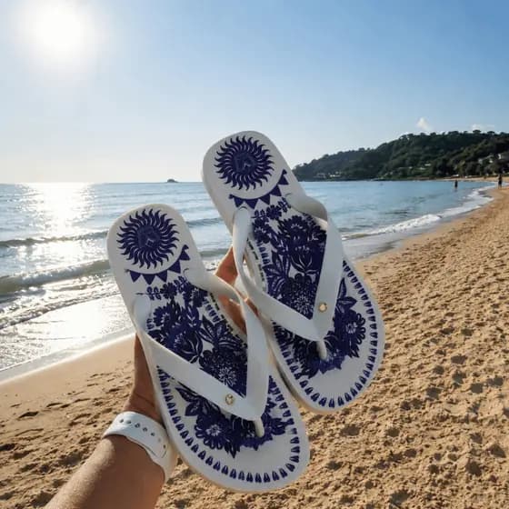 Chinelo Feminino Estilo Praia Verão Estampado Tropical Colorido