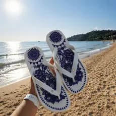 Chinelo Feminino Estilo Praia Verão Estampado Tropical Colorido